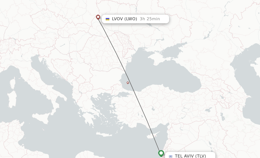 Direct (nonstop) flights from Tel AvivYafo to Lviv schedules