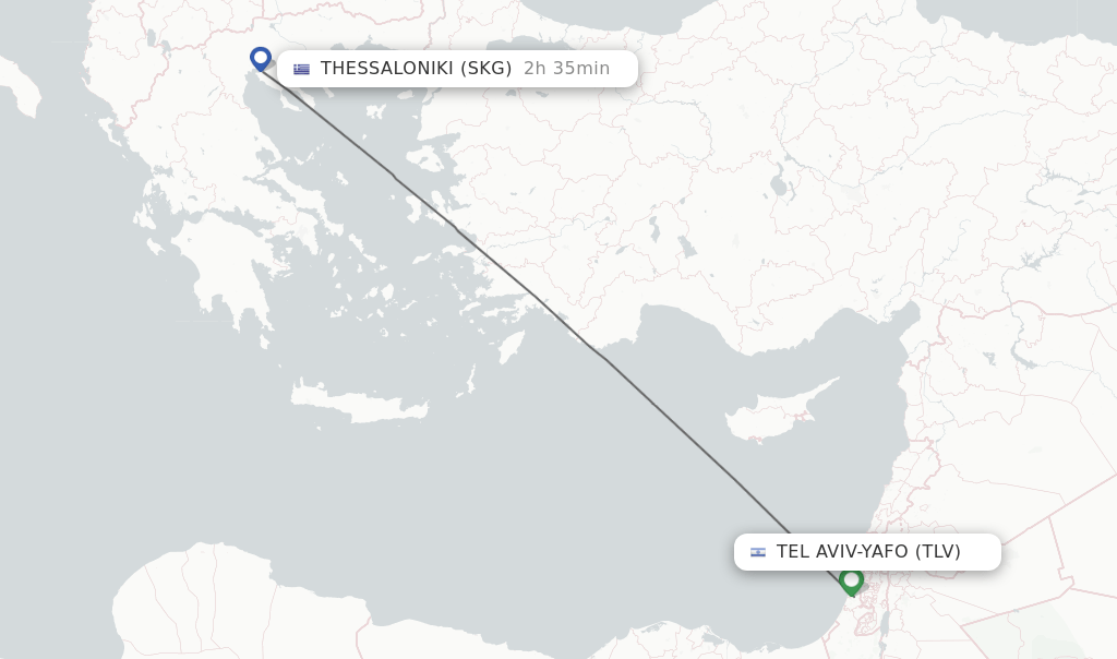 Direct (nonstop) flights from Tel AvivYafo to Thessaloniki