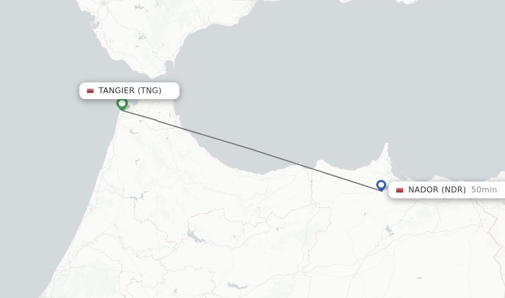 Direct (nonstop) flights from Tangier to Nador schedules