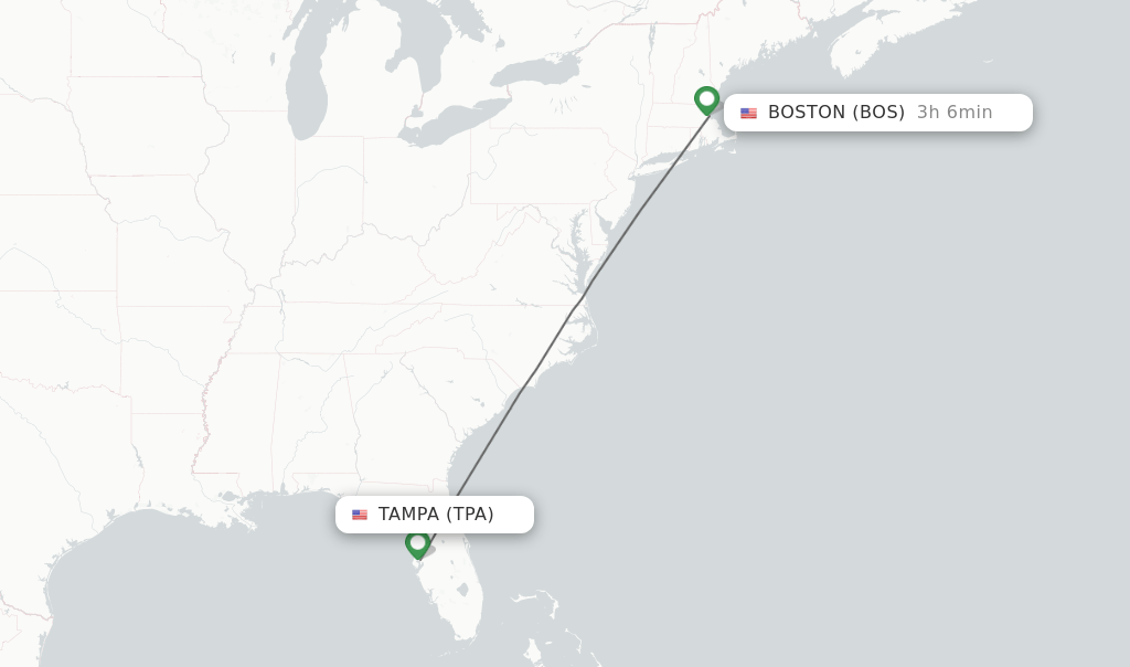 Direct (nonstop) flights from Tampa to Boston schedules