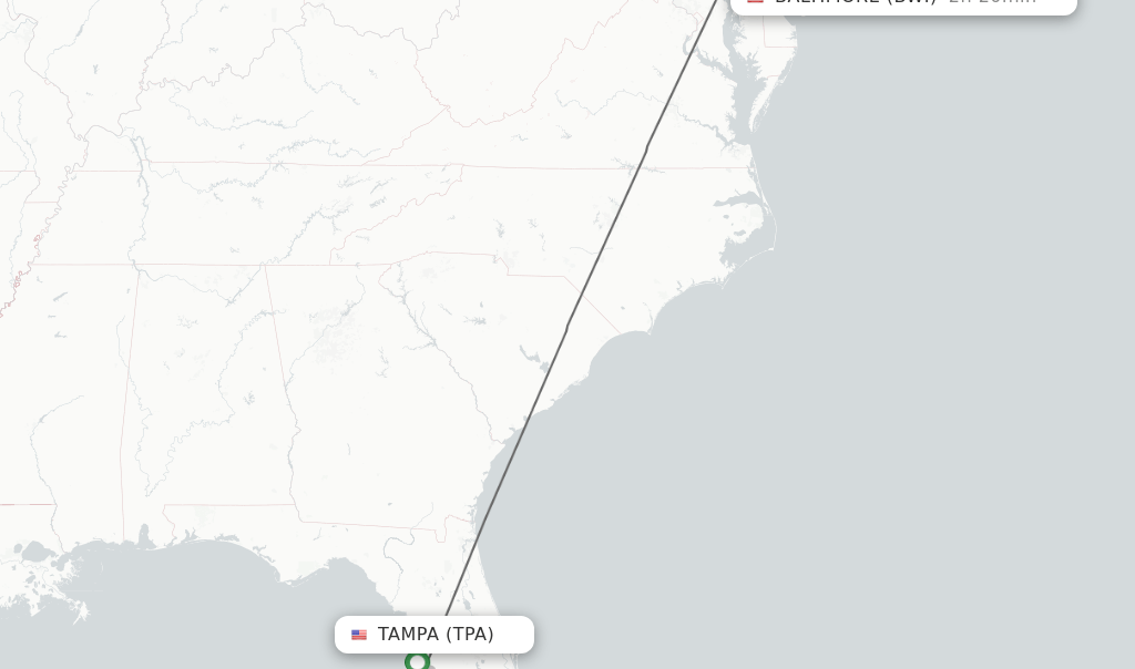 Direct (nonstop) flights from Tampa to Baltimore schedules