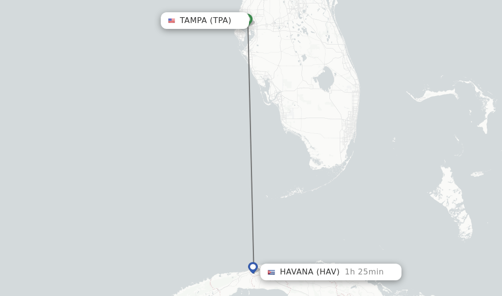 Direct (nonstop) flights from Tampa to Havana schedules