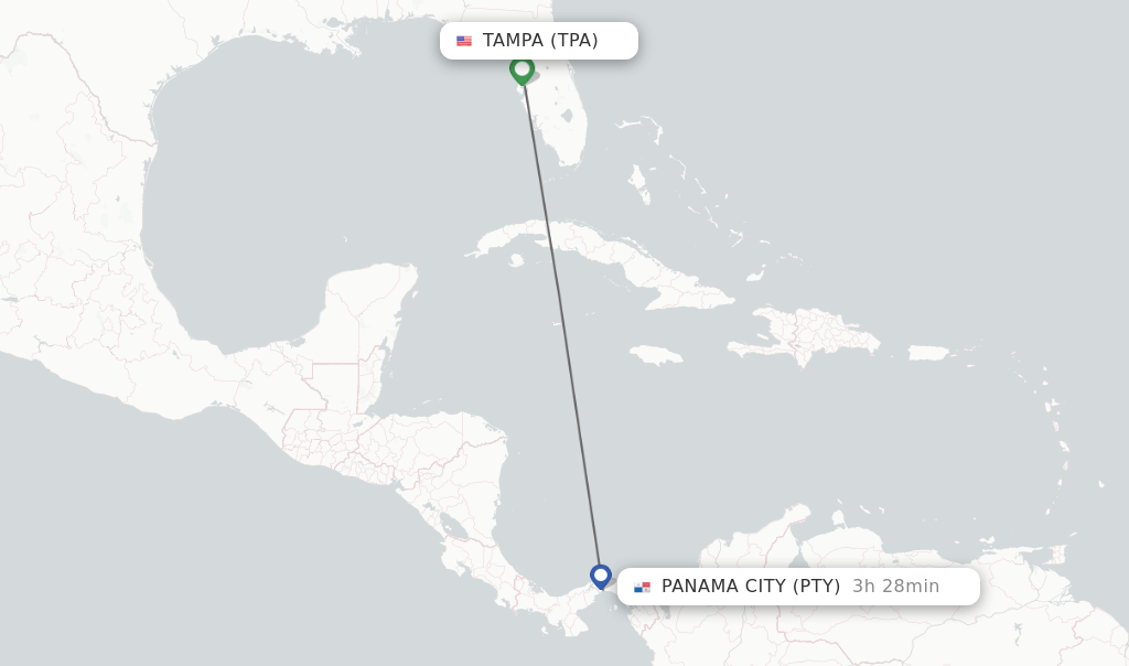 Direct (nonstop) flights from Tampa to Panama City schedules