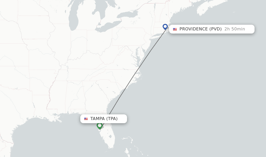 Direct (nonstop) flights from Tampa to Providence schedules