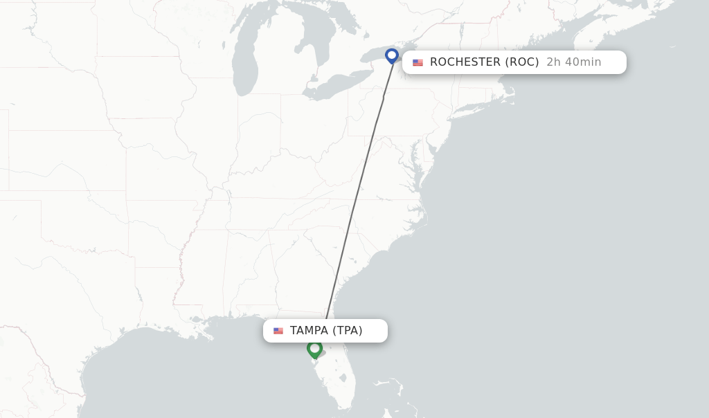 Direct (nonstop) flights from Tampa to Rochester schedules