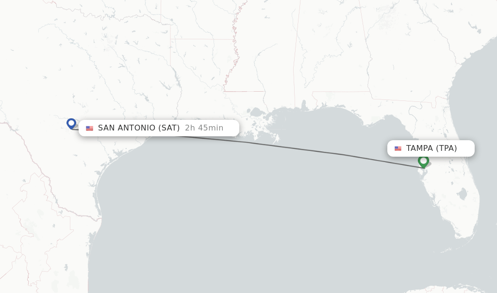 Direct (nonstop) flights from Tampa to San Antonio schedules