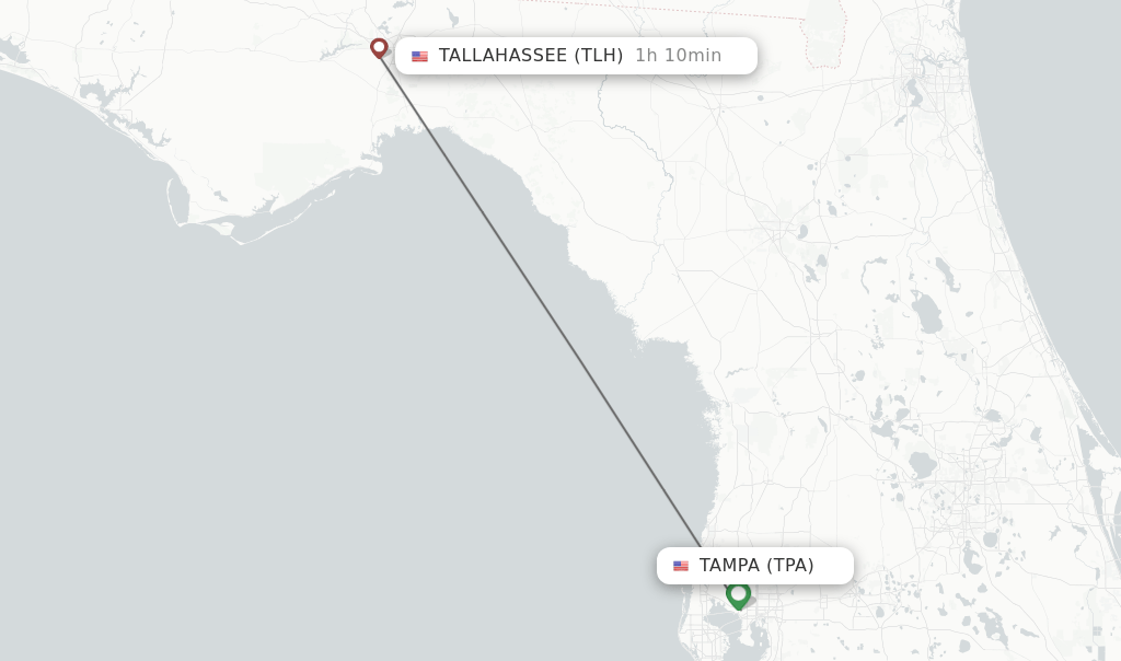Direct (nonstop) flights from Tampa to Tallahassee schedules