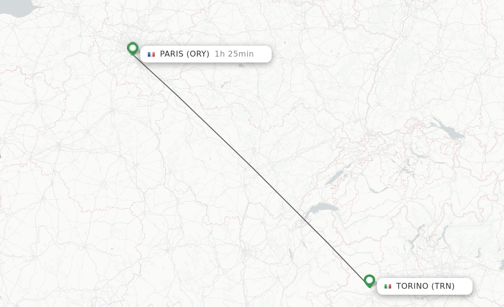 Direct (nonstop) flights from Turin to Paris schedules