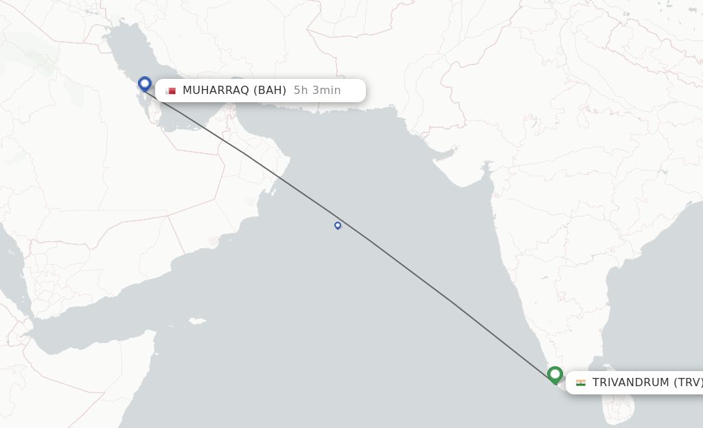 Direct (nonstop) flights from Thiruvananthapuram to Bahrain