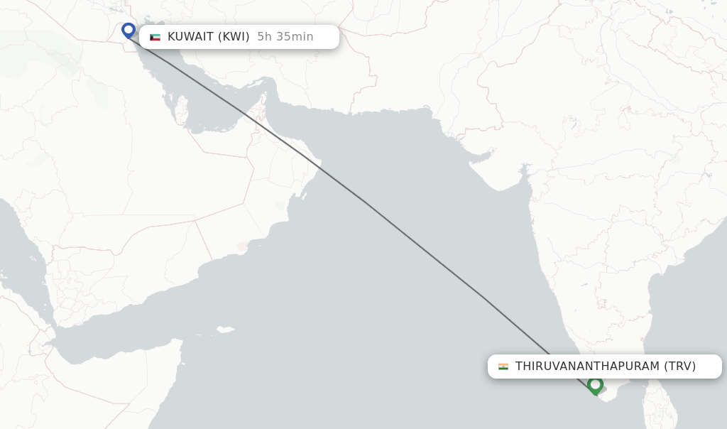 Direct (nonstop) flights from Thiruvananthapuram to Kuwait schedules