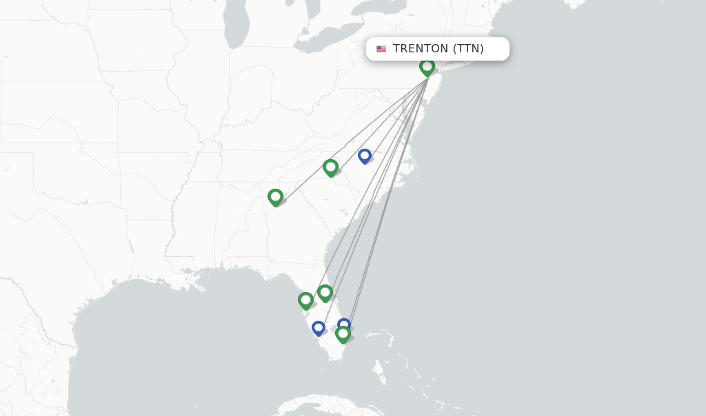 Direct (nonstop) flights from Trenton to Jacksonville schedules