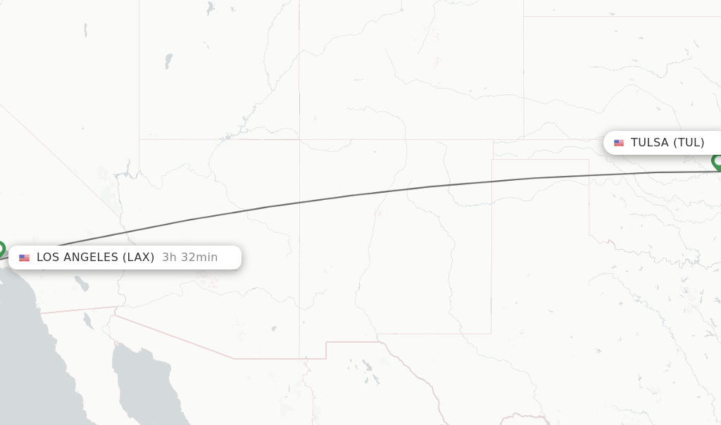 Direct (nonstop) flights from Tulsa to Los Angeles schedules