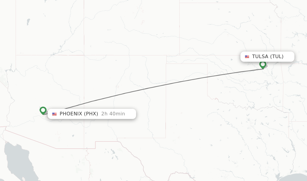 Direct (nonstop) flights from Tulsa to Phoenix schedules