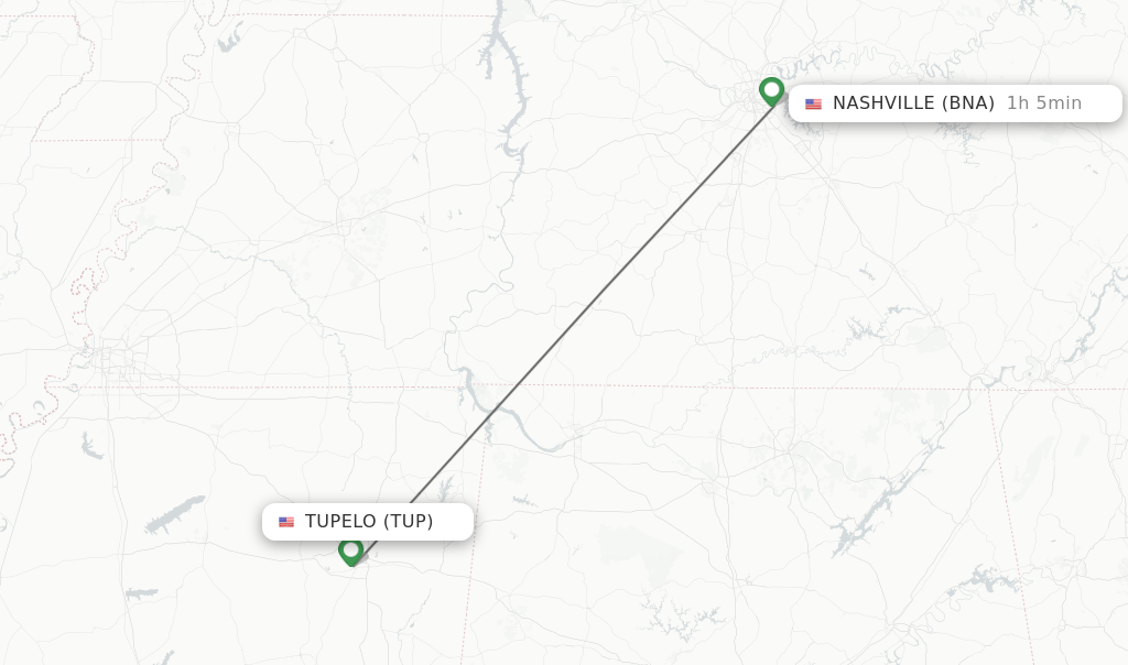Direct (nonstop) flights from Tupelo to Nashville schedules