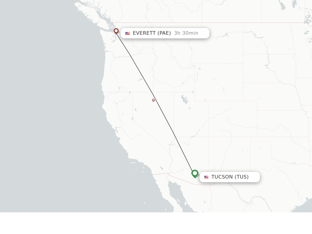 Direct (nonstop) flights from Tucson to Everett schedules