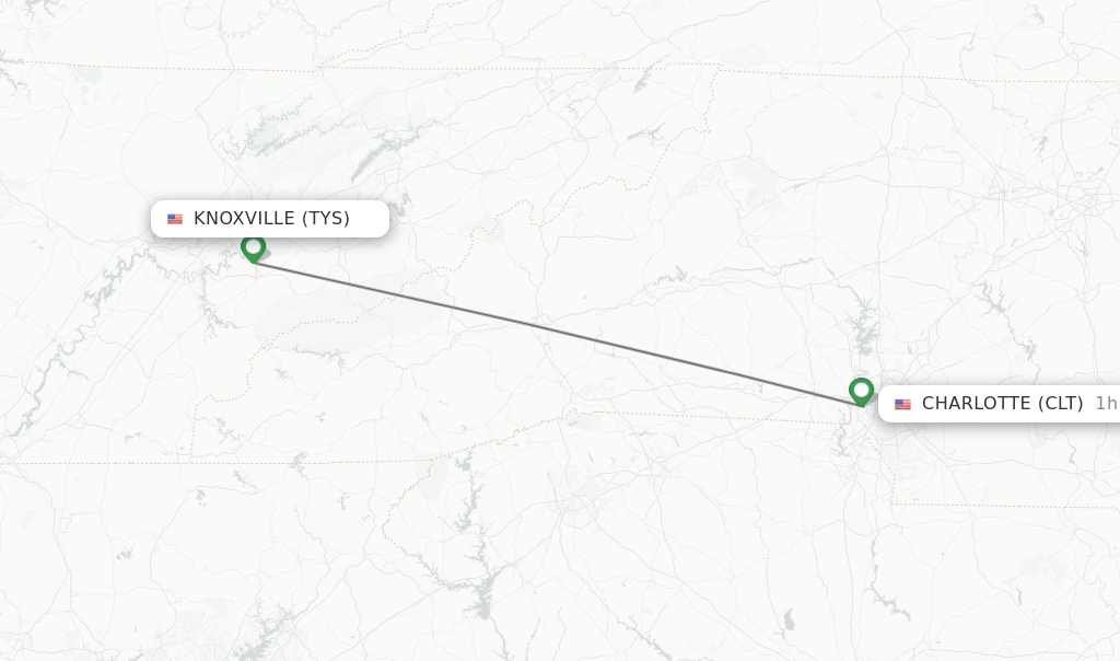 Direct (nonstop) flights from Knoxville to Charlotte schedules