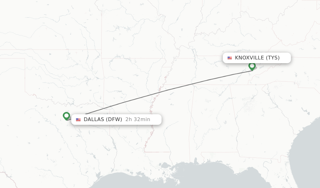 Direct (nonstop) flights from Knoxville to Dallas schedules