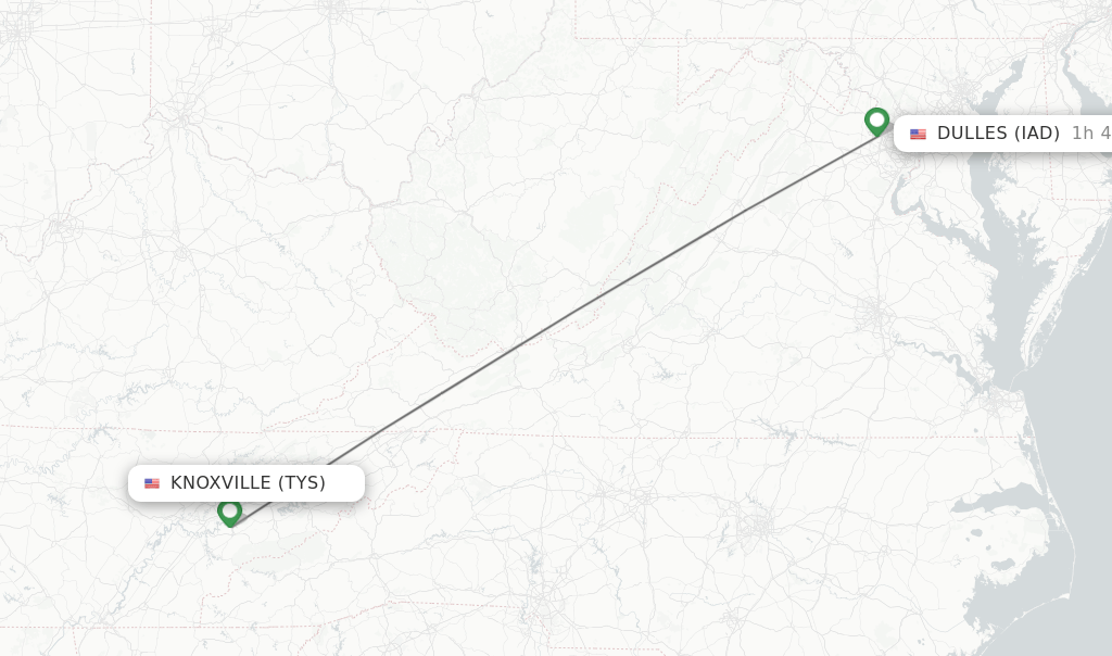 Direct (nonstop) flights from Knoxville to Dulles schedules