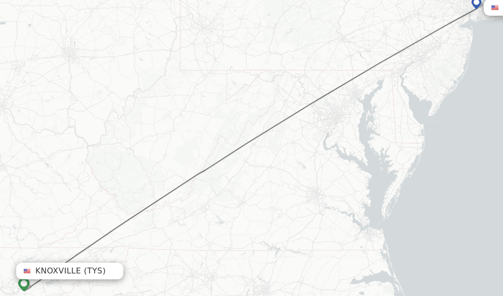 Direct (nonstop) flights from Knoxville to New York schedules