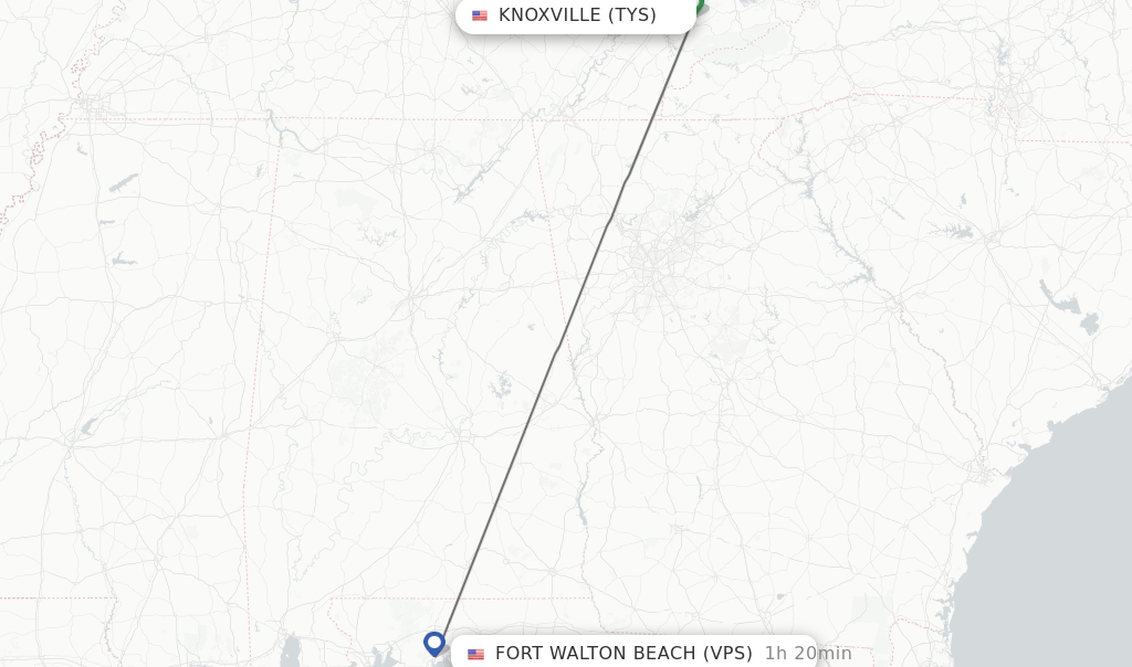 Direct (nonstop) flights from Knoxville to Fort Walton Beach