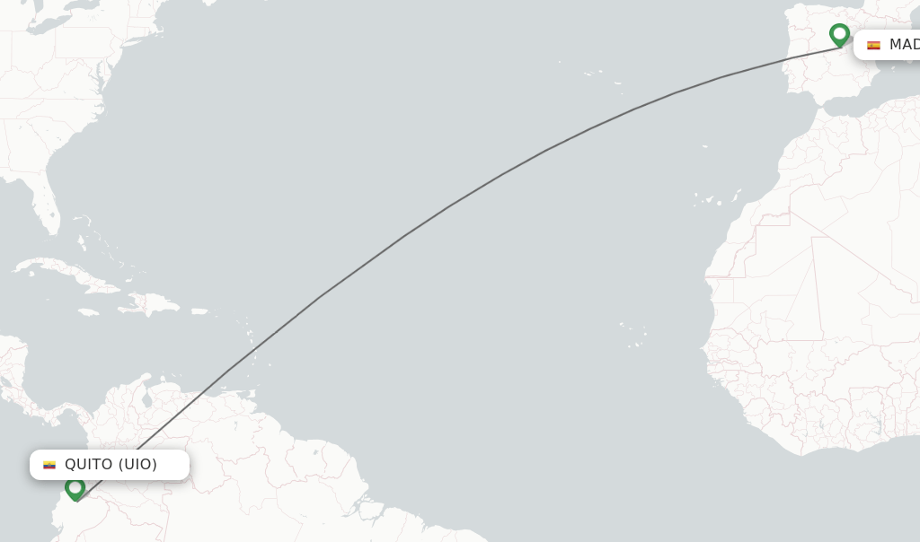 Direct (nonstop) flights from Quito to Madrid schedules