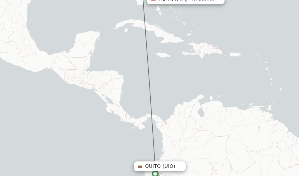 Direct (nonstop) flights from Quito to Miami schedules