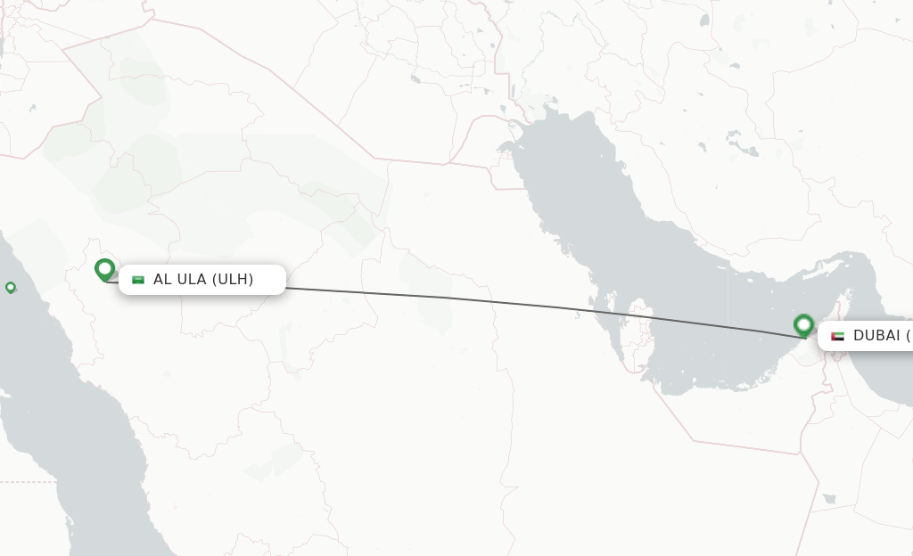 Direct (nonstop) flights from Al Ula to Dubai schedules