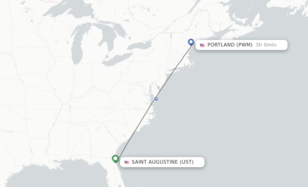 Direct (nonstop) flights from Saint Augustine to Portland schedules