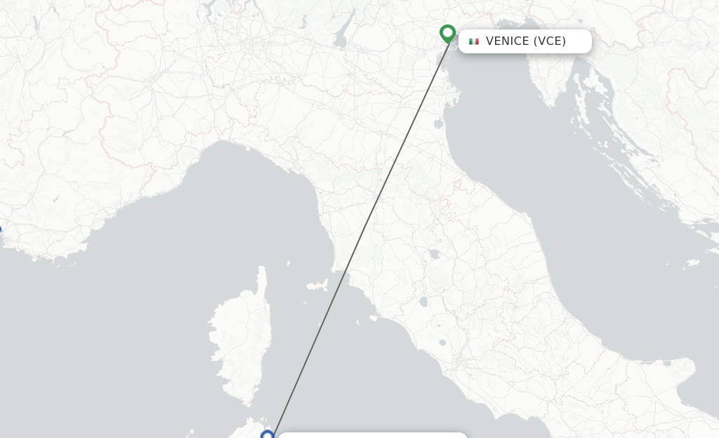 Direct (nonstop) flights from Venice to Olbia schedules