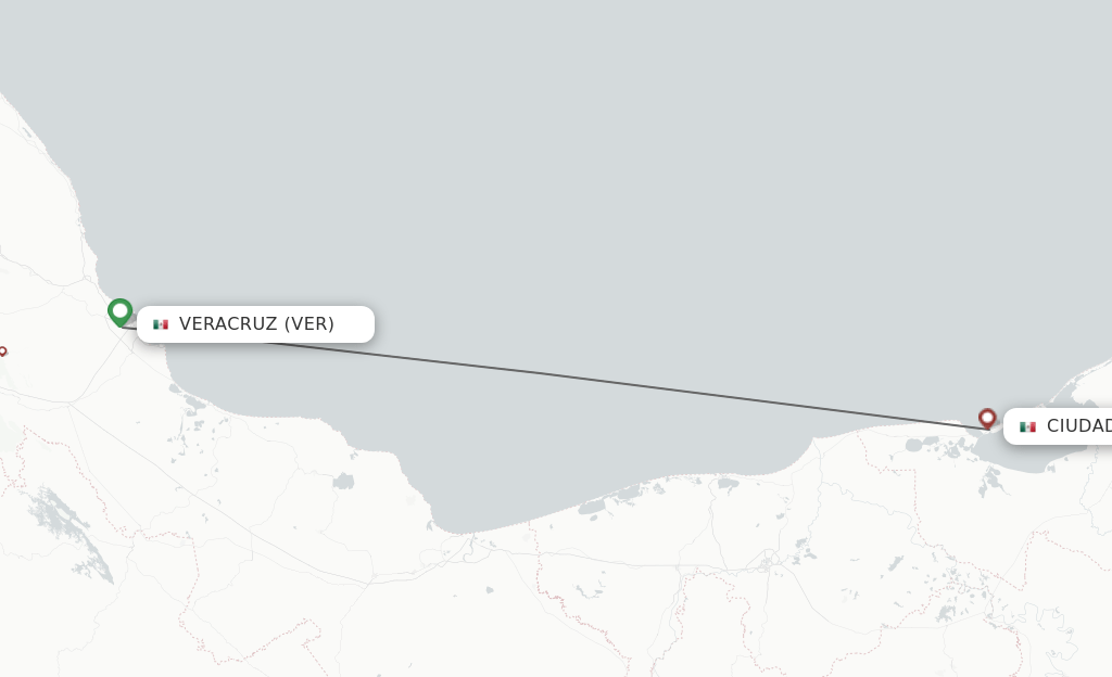 Direct (nonstop) flights from Veracruz to Ciudad Del Carmen