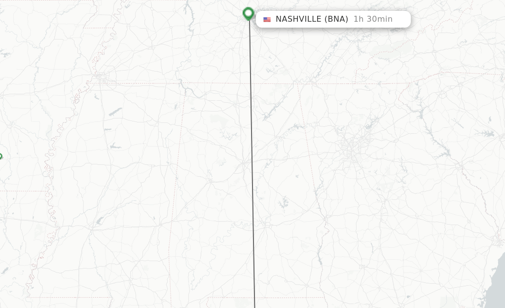 Direct (nonstop) flights from Fort Walton Beach to Nashville