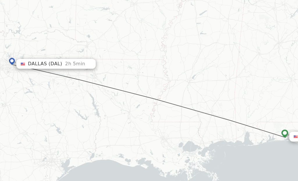 Direct (nonstop) flights from Fort Walton Beach to Dallas schedules