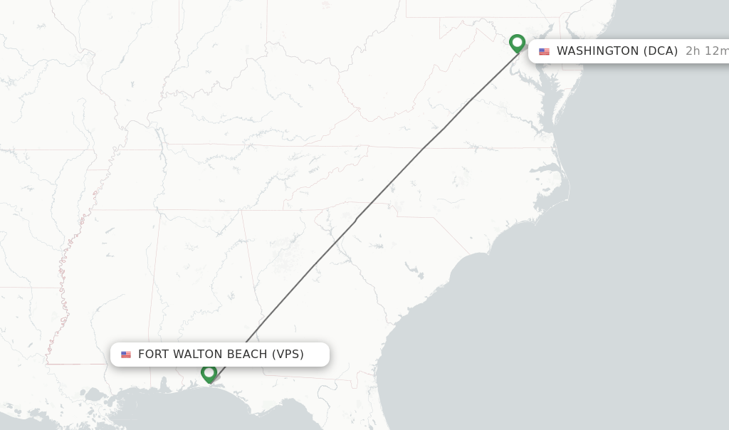 Direct (nonstop) flights from Fort Walton Beach to Washington