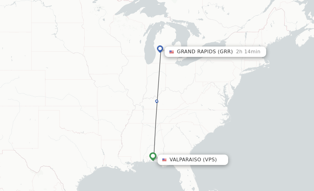 Direct (nonstop) flights from Fort Walton Beach to Grand Rapids