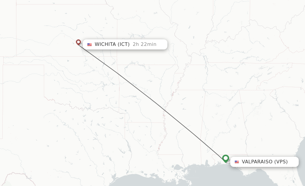 Direct (nonstop) flights from Fort Walton Beach to Wichita schedules