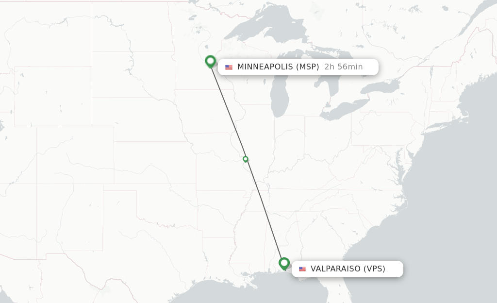Direct (nonstop) flights from Fort Walton Beach to Minneapolis