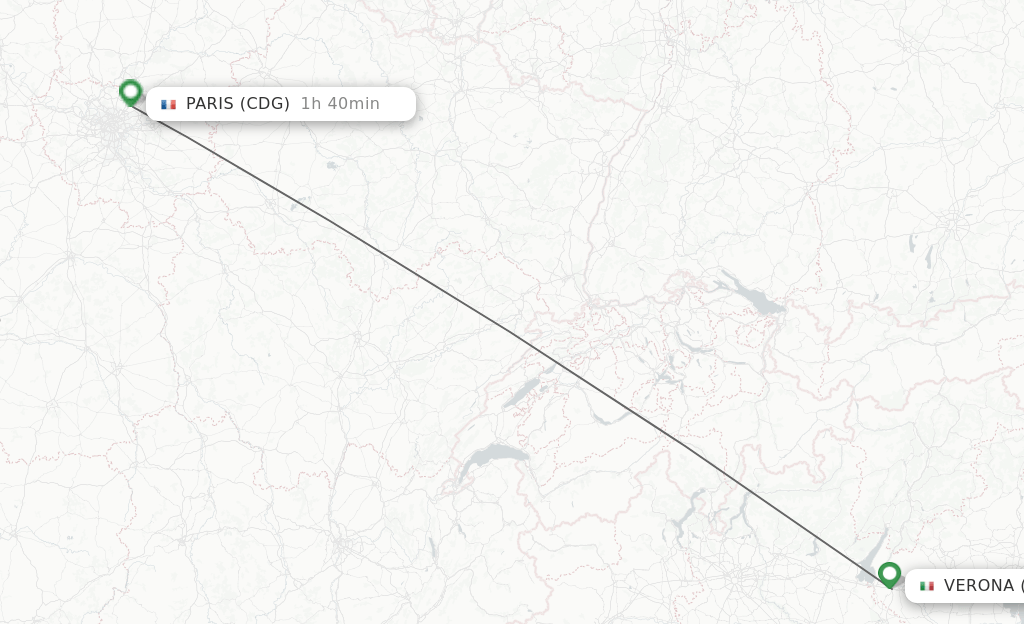 Direct (nonstop) flights from Verona to Paris schedules