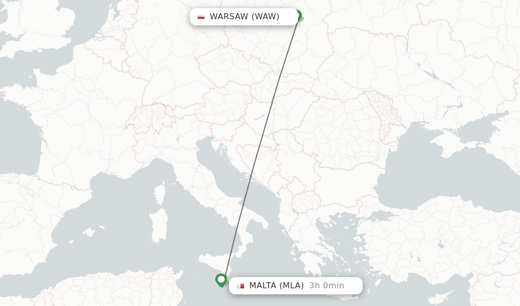 Direct (nonstop) flights from Warsaw to Malta schedules