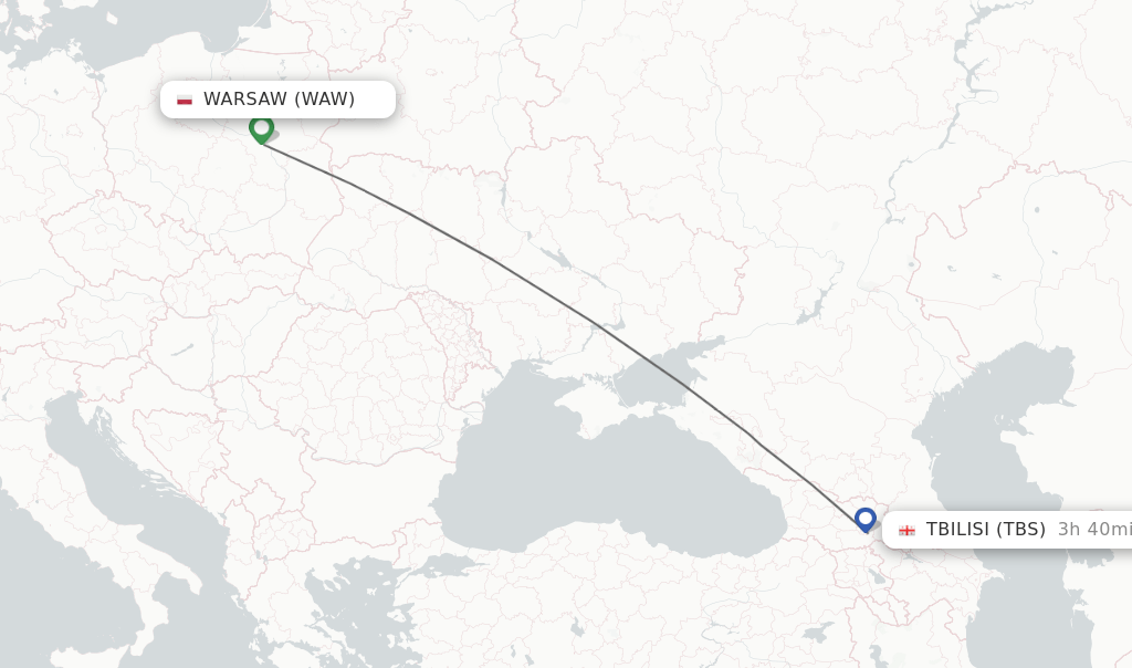 Direct (nonstop) flights from Warsaw to Tbilisi schedules