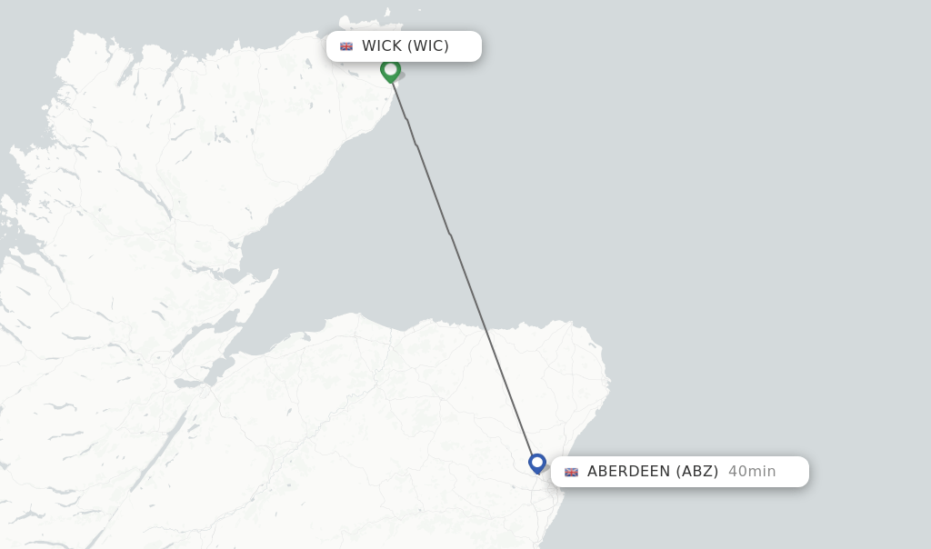 Direct (nonstop) flights from Wick to Aberdeen schedules