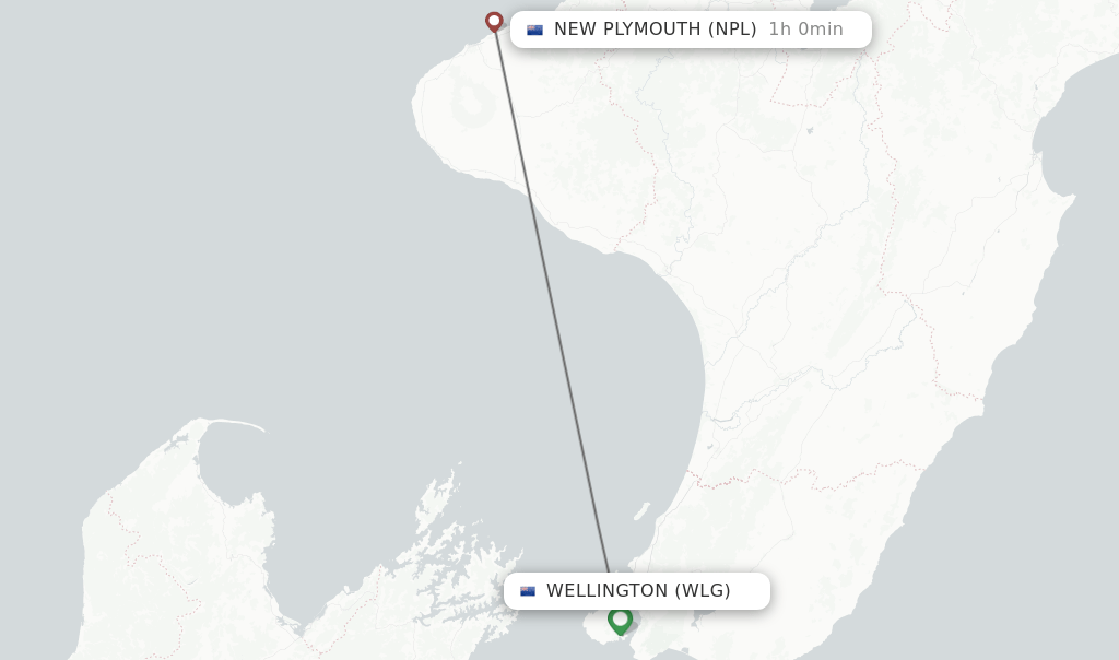 Direct (nonstop) flights from Wellington to New Plymouth schedules
