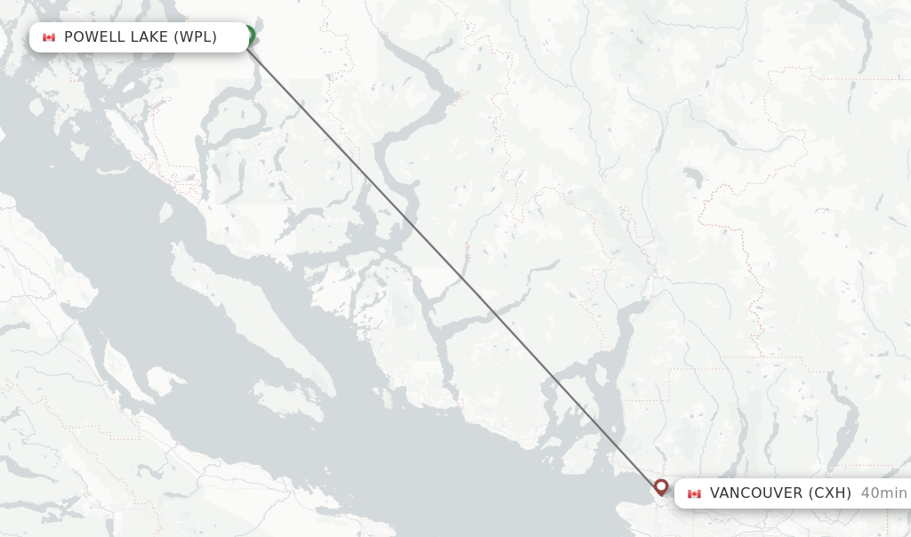 Direct (nonstop) flights from Powell Lake to Vancouver schedules