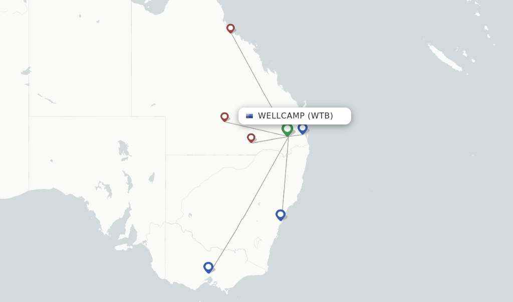 Direct (nonstop) flights from Wellcamp to Proserpine schedules
