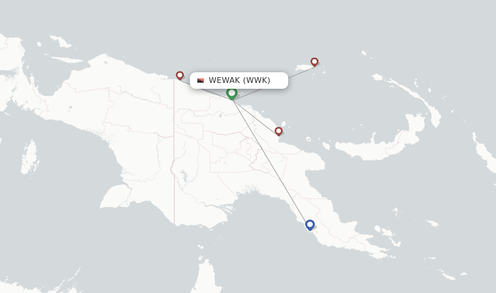 Air Niugini flights from Wewak, WWK