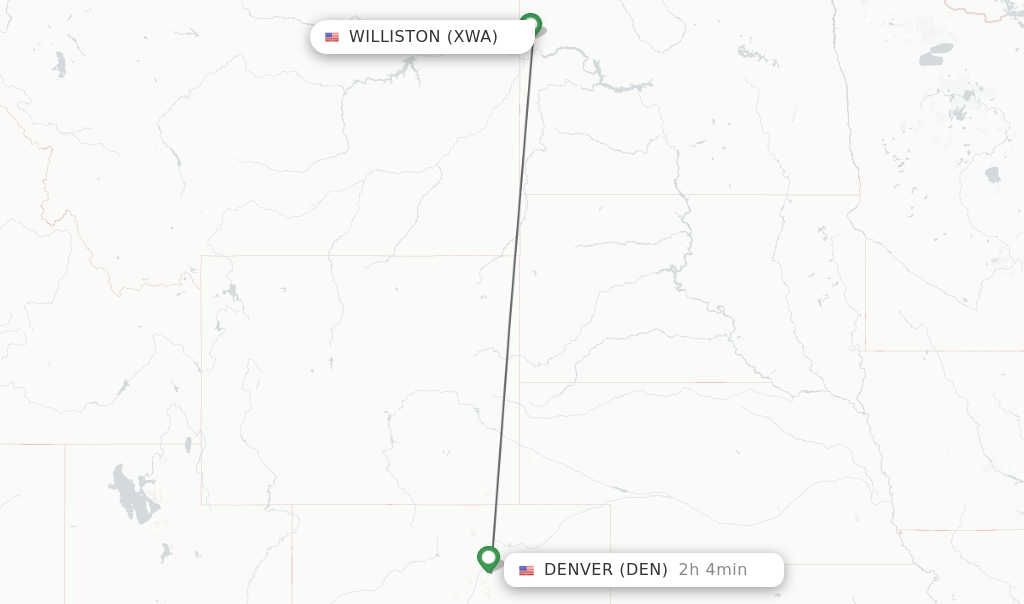 Direct (nonstop) flights from Williston to Denver schedules