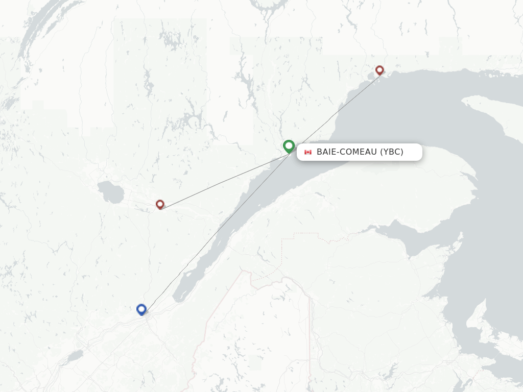 Direct (nonstop) flights from Baie Comeau to Wabush schedules
