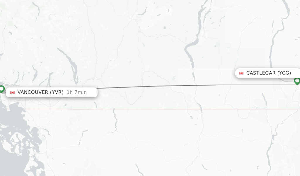 Direct (nonstop) flights from Castlegar to Vancouver schedules