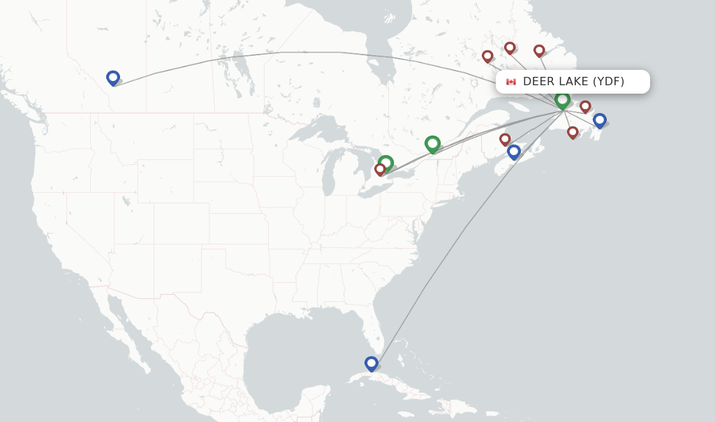 Direct (nonstop) flights from Deer Lake to Moncton schedules