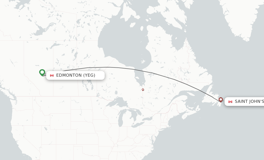 Direct (nonstop) flights from Edmonton to St. John's schedules