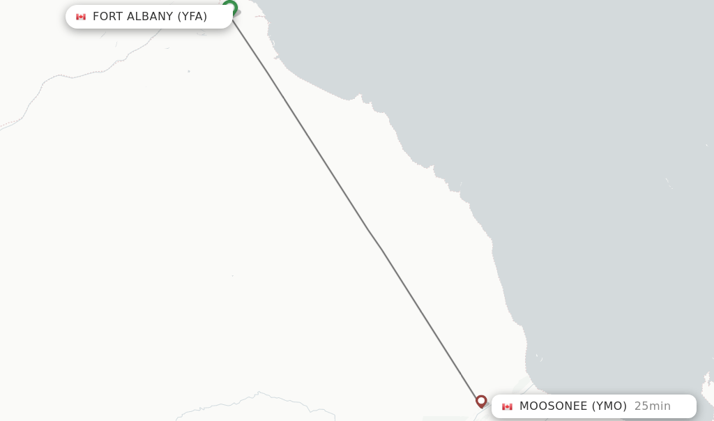 Direct (nonstop) flights from Fort Albany to Moosonee schedules